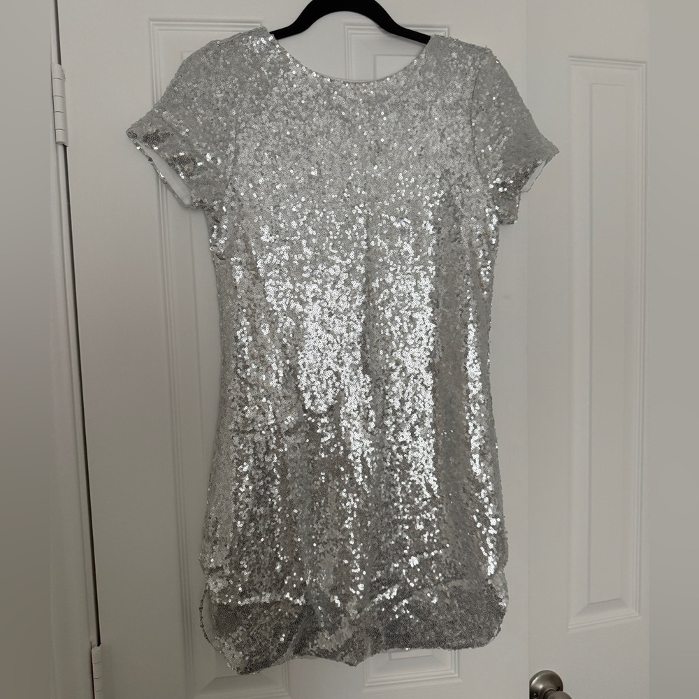 Pink Lily Silver Sequin Dress